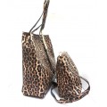 0329-BROWN LEOPARD VEGAN LEATHER PURSE WITH CROSSBODY BAG